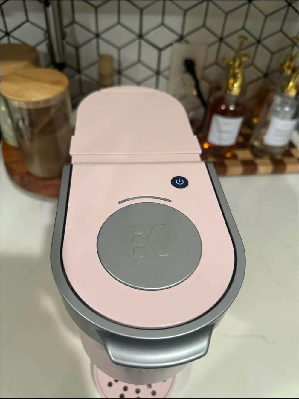 Keurig Single-Serve Coffee Maker in Light Pink with Silver Top